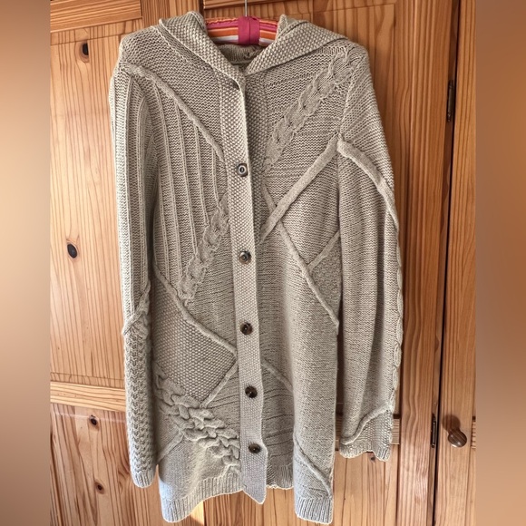 TSE Cream Cable Knit Cashmere Cardigan size L